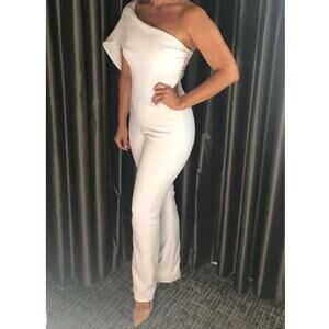 Custom pageant interview white jumpsuit size small NWOT